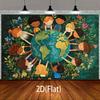 1Pcs Earth Diversity Globe Children Flowers Decoration Background Cultural Backdrop Decorations For Photo Studio Booth Party