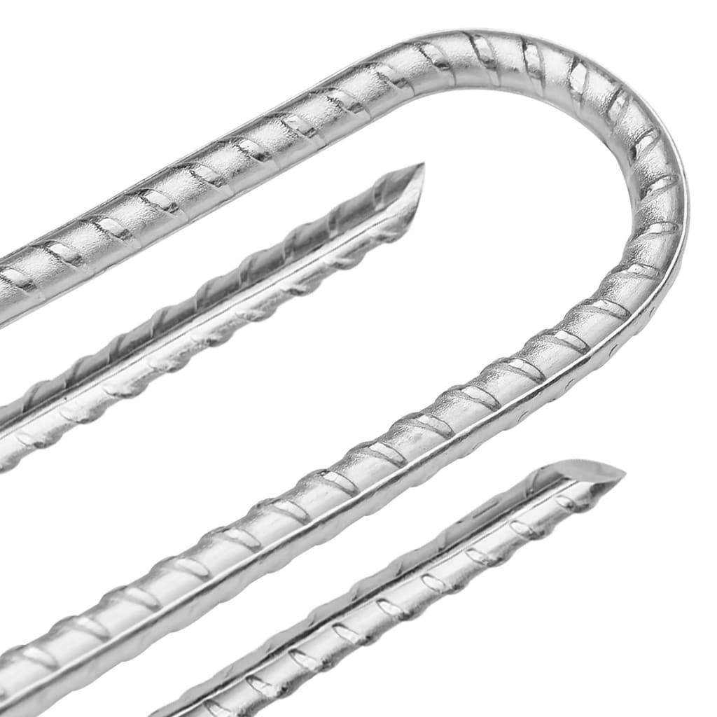 Tent Pegs 6 Pcs U Shape 37 cm Ø10 mm Galvanized Steel
