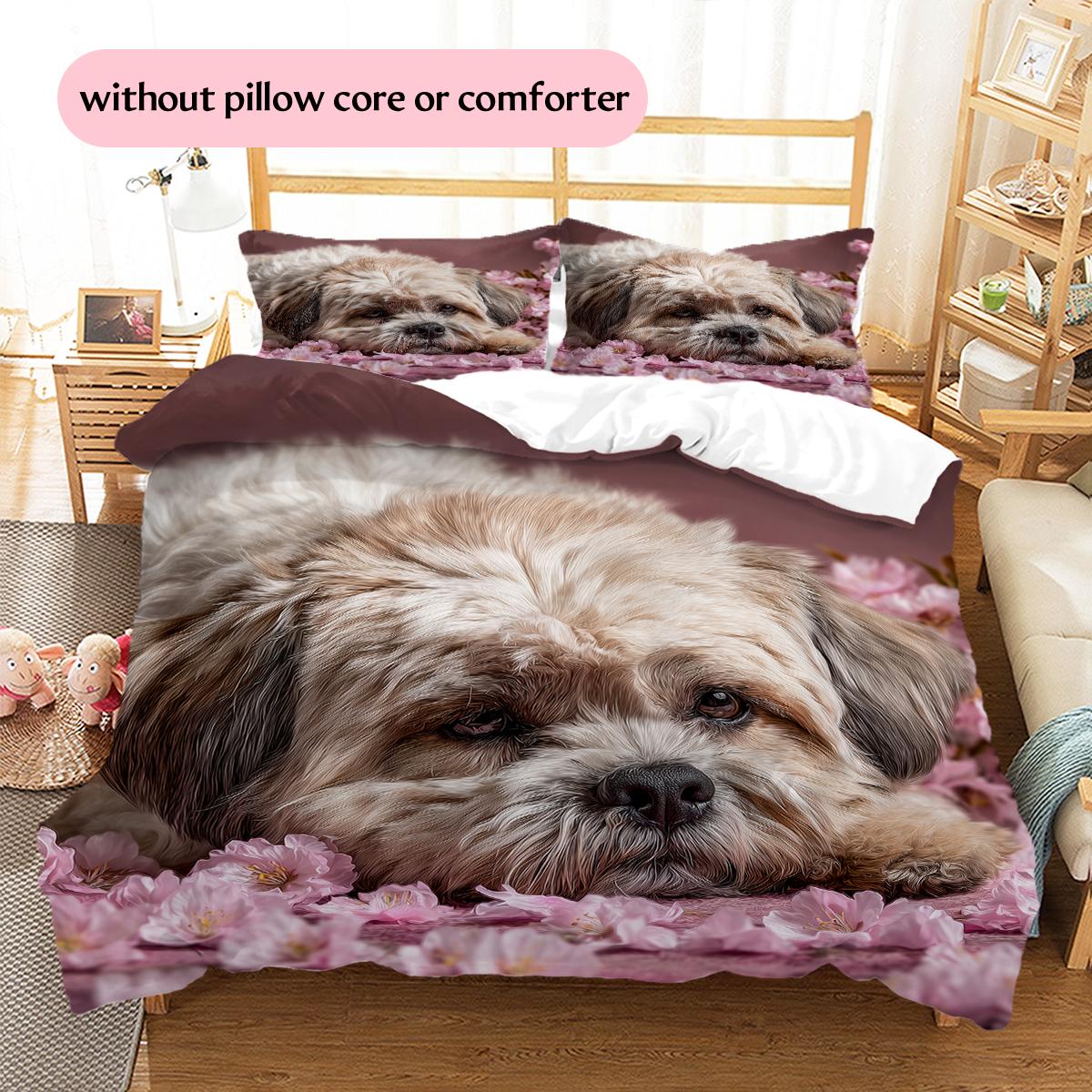 

Pink Shih Tzu Pattern Bedding Home Decoration Birthday Gift (1 * duvet cover + 2 * pillowcase, without core) 135x200cm