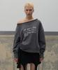 ROCKCAKE Washed Off Shoulder Sweatshirt - Charcoal
