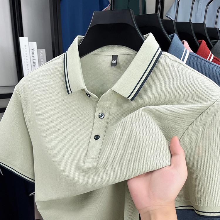 Men's 100% Cotton Short Sleeve Lapel Polo Shirt - 2026 Summer Casual Loose Fashion Top