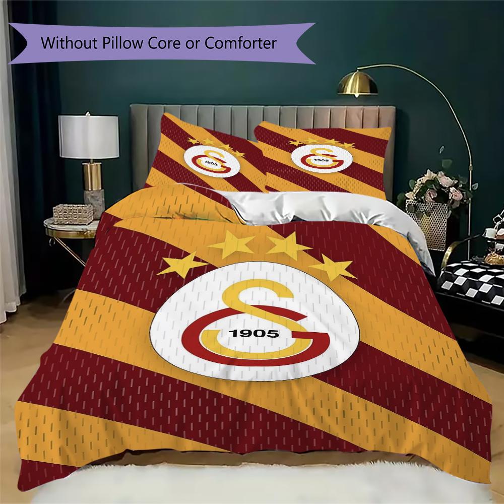 Galatasaray S.K Pattern Bedding,Quilt Set Quilt Cover Pillowcase Home Birthday Gift(1 * Duvet Cover + 2 * Pillowcase, Without Core)_lx