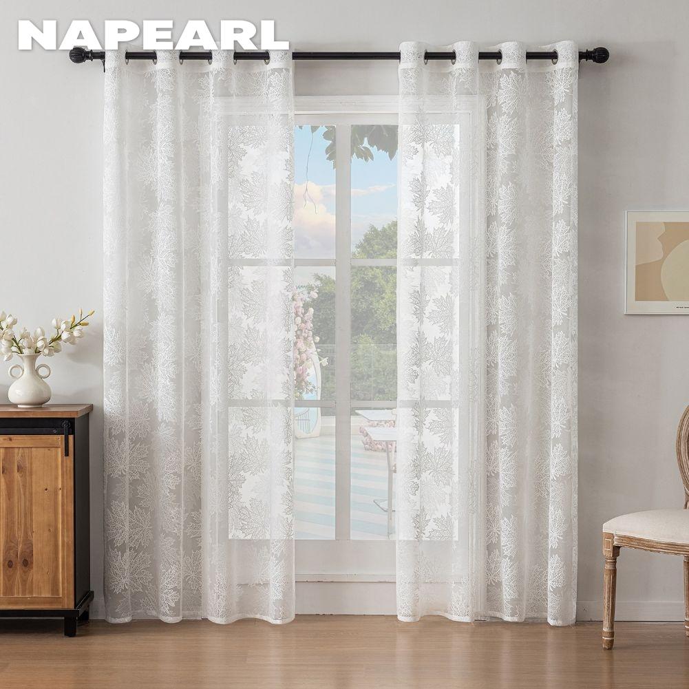 1 ΤΕΜ NAPEARL Απλή και Ευέλικτη Μονόχρωμη Διάφανη Κουρτίνα Ζακάρ Τύπου Κρίκου Τούλι για Σαλόνι Υπνοδωμάτιο Μπαλκόνι Παράθυρο Διακόσμηση Σπιτιού