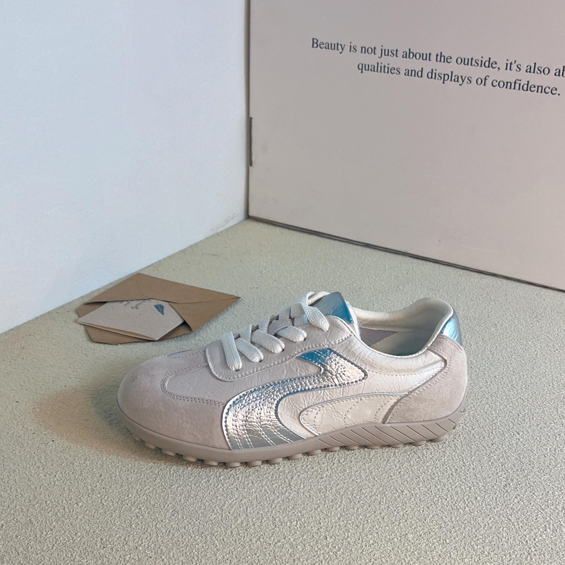 

Europe Station popular thick-soled Forrest Gump shoes women s 2025 new versatile lace-up color matching fashion casual retro German training shoes 35 бежевый