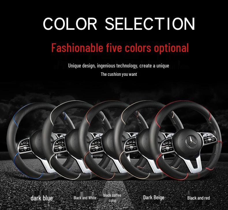 Universal All-Season Anti-Slip Leather Steering Wheel Cover for Cars, Minivans, and Pickups