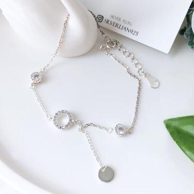 925 Cubic Pendant Silver Bracelet BS006 Two-Line Silver Bracelet