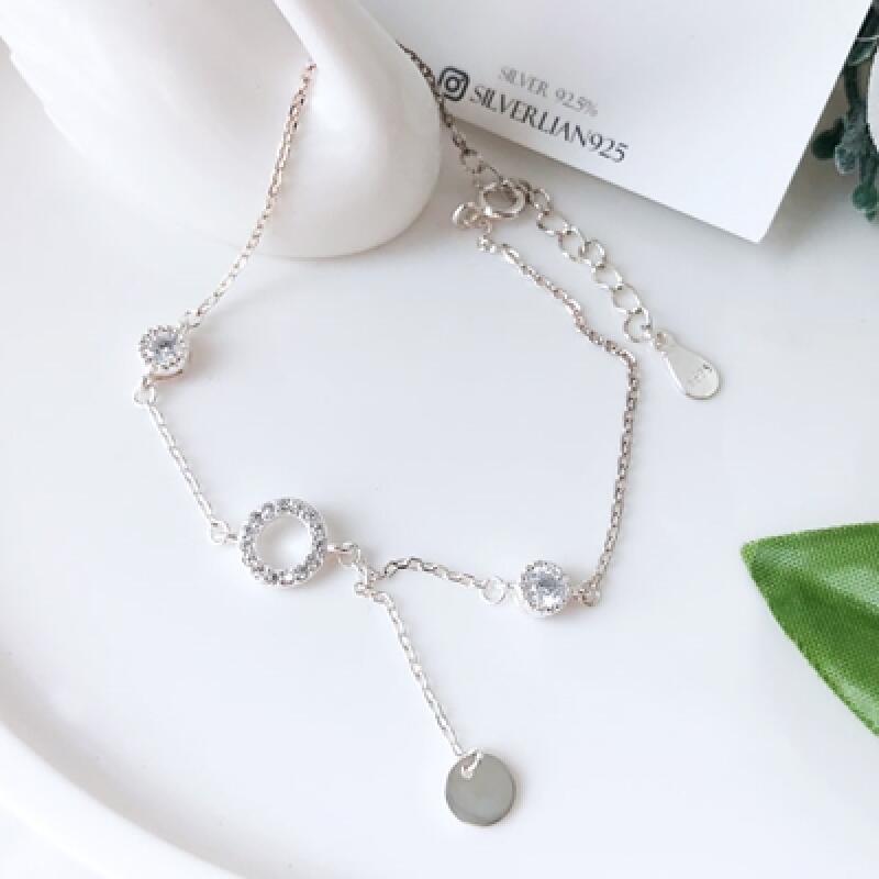 925 Cubic Pendant Silver Bracelet BS006 Two-Line Silver Bracelet