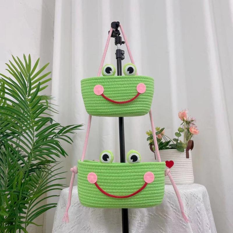 Wall-Mounted Cotton Thread Woven Storage Basket - Dormitory Room Shelf and Behind-Door Organizer