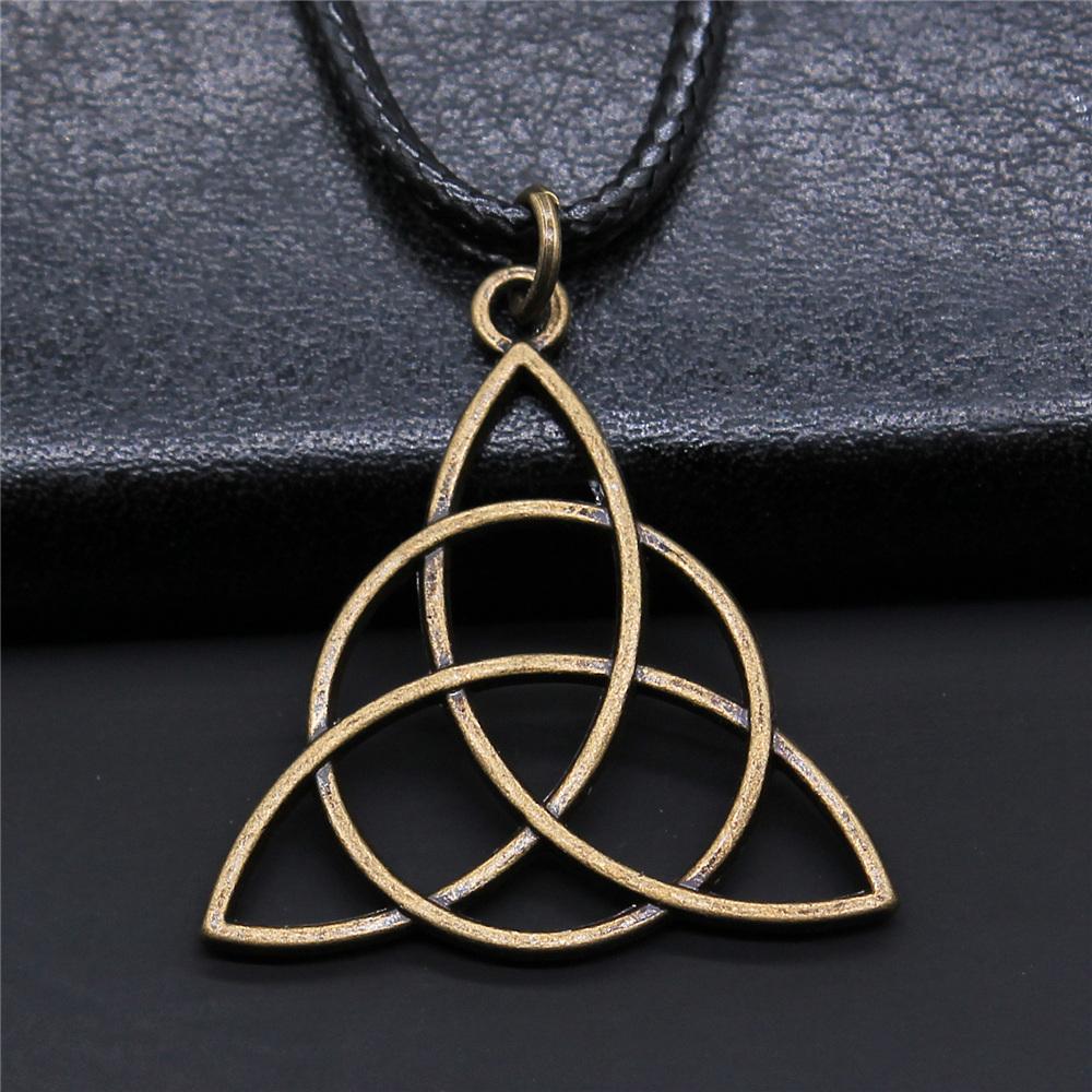 Triquetra Knot Amulet Religious Irish Knot Pendant Necklaces Triquetra Scandinavian Circle Trinity Statement Jewelry For Men