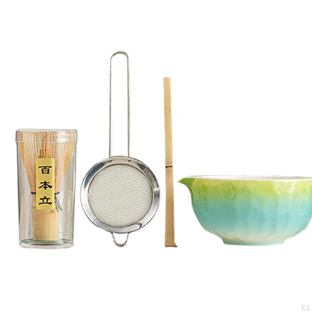 5-teiliges Matcha-Set, Porzellan, handgefertigt, chinesische traditionelle Utensilien für Teeliebhaber Schale
