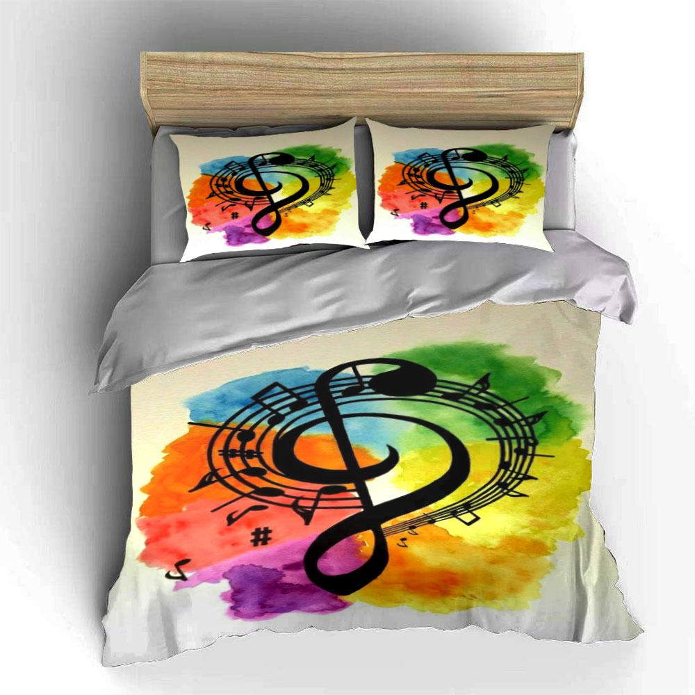 Musical notes with rainbow. Bedding sets Duvet cover sets Duvet covers Pillowcases(1 * Duvet Cover 2 * Pillowcases without duvet insert)