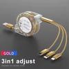 3 in 1 Telescopic Charger Cable USB C Fast Charging for IPhone 15 16 17 Samsung S24 Huawei Android Phone Nylon Braided Durable