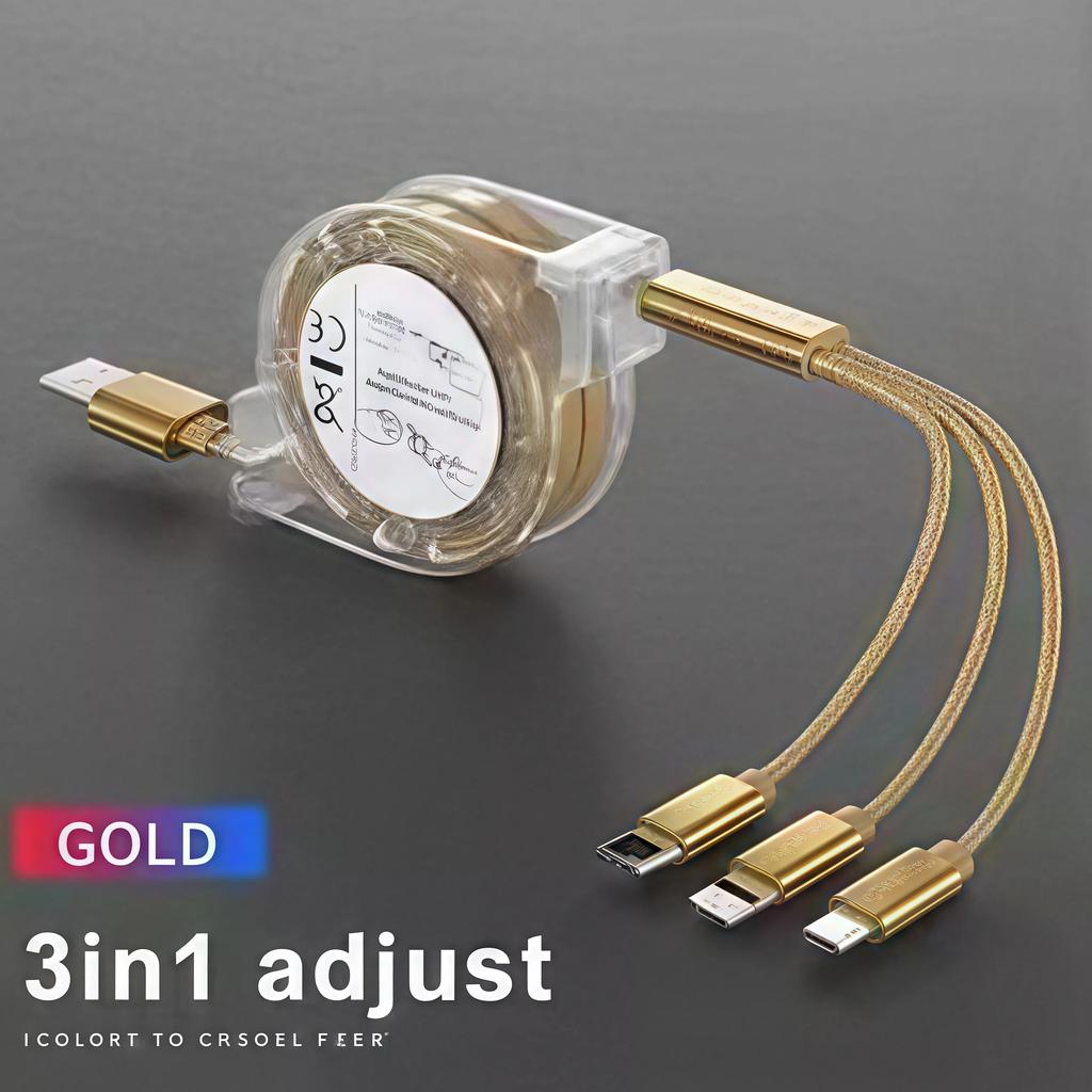 3 in 1 Telescopic Charger Cable USB C Fast Charging for IPhone 15 16 17 Samsung S24 Huawei Android Phone Nylon Braided Durable