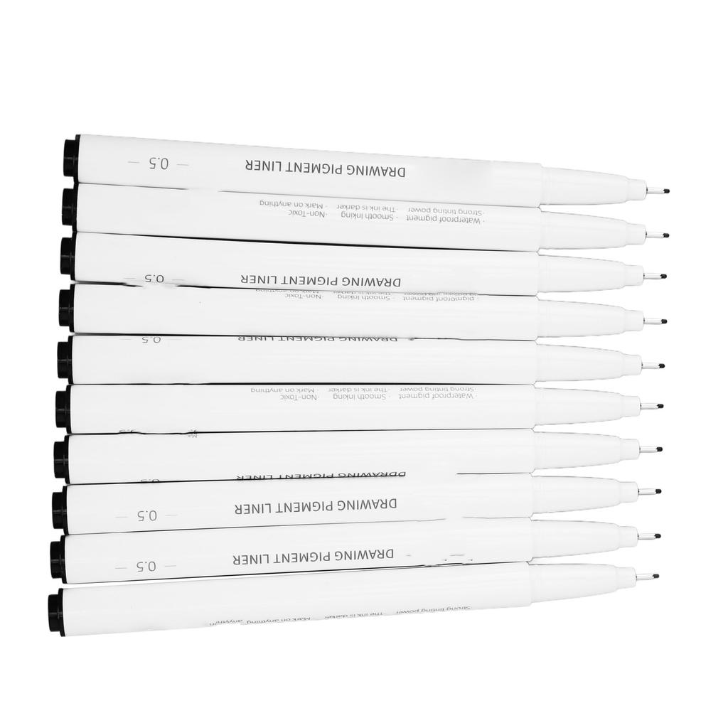 10Pcs 0,5mm Micro Linie Stifte Ausgezeichnete Schwarz Tinten Glatter Schreiben Wasserdicht Linie Zeichnung Stift für