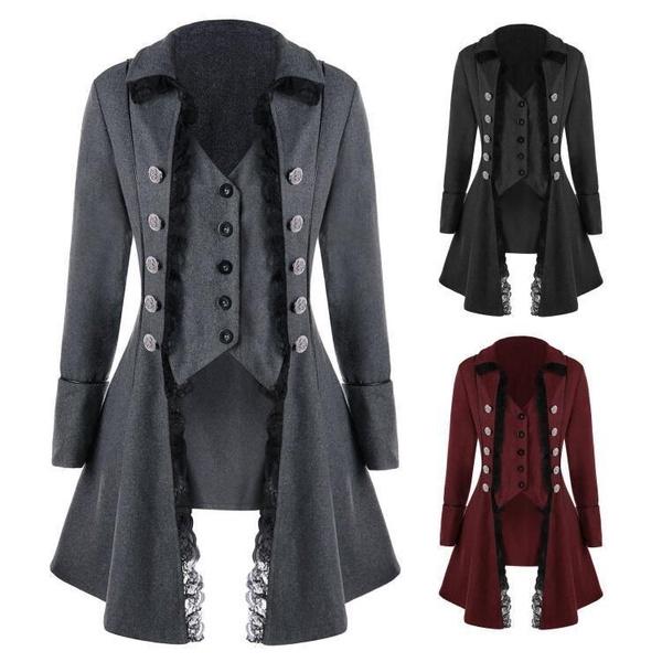 Medieval Women Autumn Coat Long Jacket Gothic Steampunk Hooded Steampunk Jacket(S-3XL)