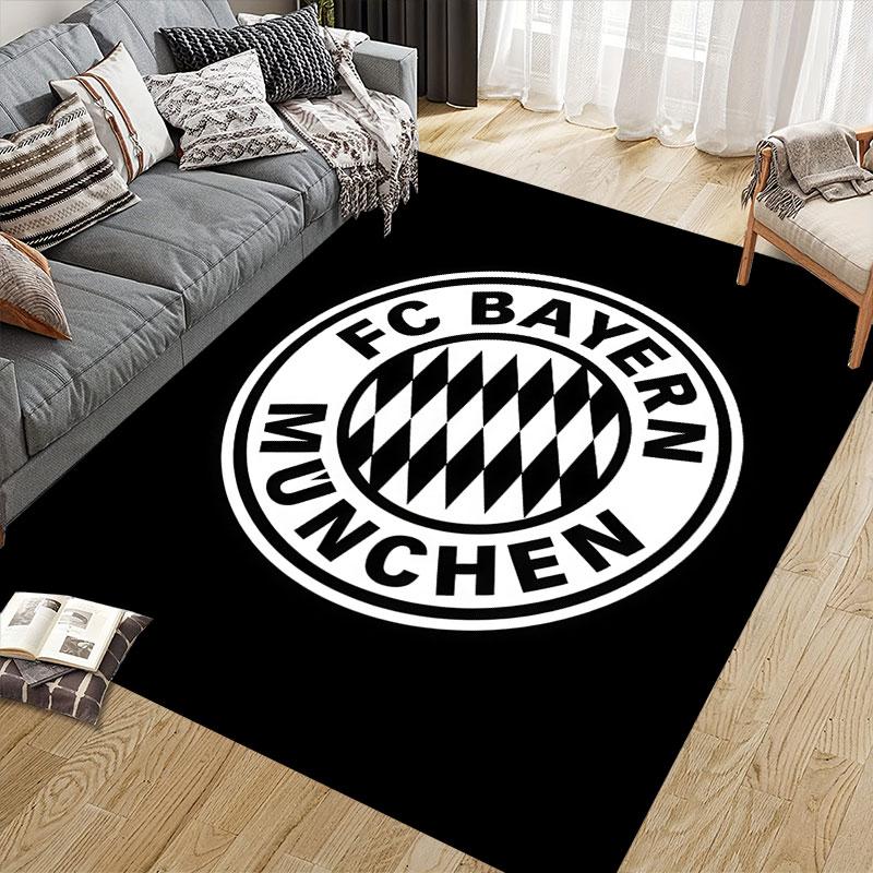 Bayern Munich Flannel Printed Carpet, Home Sofa Decoration for Living Room & Bedroom, Non‑Slip Play Flannel Floor Mat for Game Room