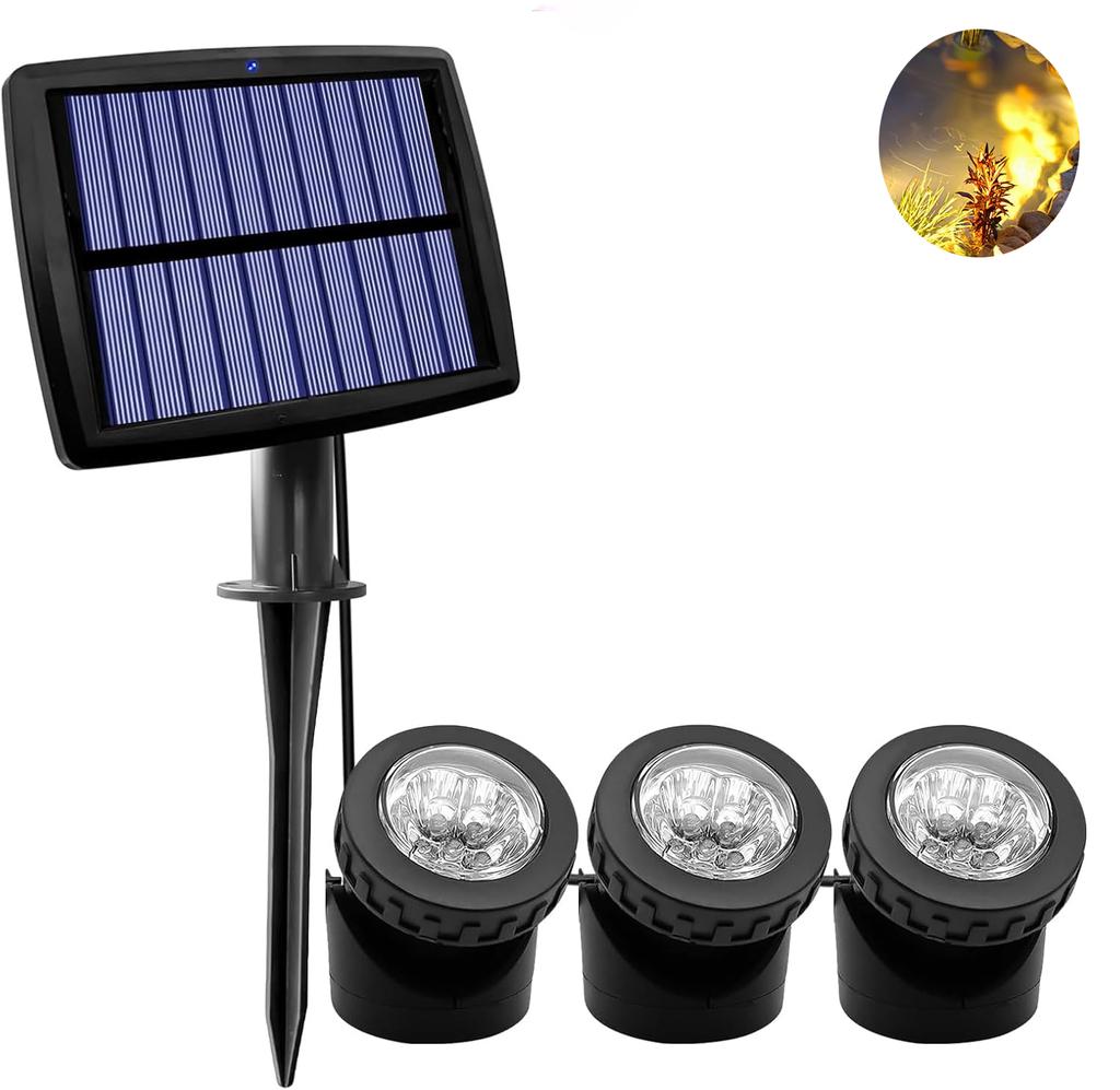 Solar Pond Lights IP68 Waterproof Submersible LED Spotlights Underwater Landscape Lamp for Garden Fountain Pool Pond Decor Lamp