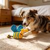 Stuffed Bee Dog Toy Squeaky Canvas Bee Dog Chew Toy with Rope Knot Interactive Tug-of-War Toy for Puppy Teething Boredom Relief