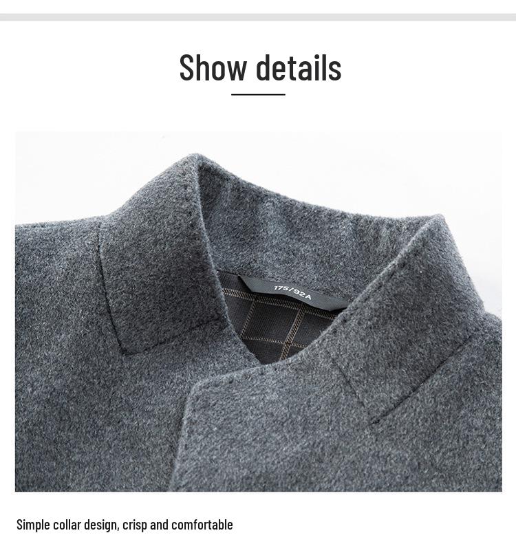 Men's Stand Collar Wool Coat with Detachable Down Liner – Thickened Loose Fit for Autumn/Winter