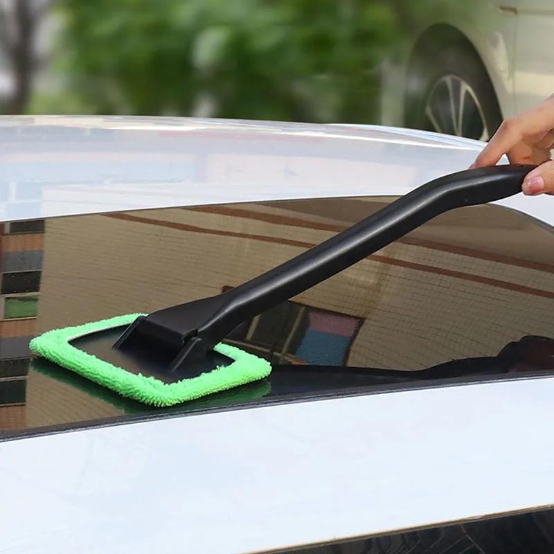 Auto Cleaning Wash Tool with Long Handle Car Window Cleaner Washing Kit Windshield Wiper Microfiber Wiper Cleaner Cleaning Brush