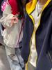 Men's Retro Color Block Hooded Cardigan Sweatshirt for Autumn/Winter