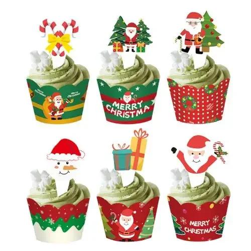 Christmas Cupcake Wrappers Merry Christmas Decorations For Home Xmas Ornaments Decor Navidad Kerst New Year Gift Decor 2025