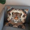 2D Exotic Leopard Head Pillowcase With Ornate Design Pattern Cushion Cover Suitable For Sofa Bedroom Car Pillow Cover