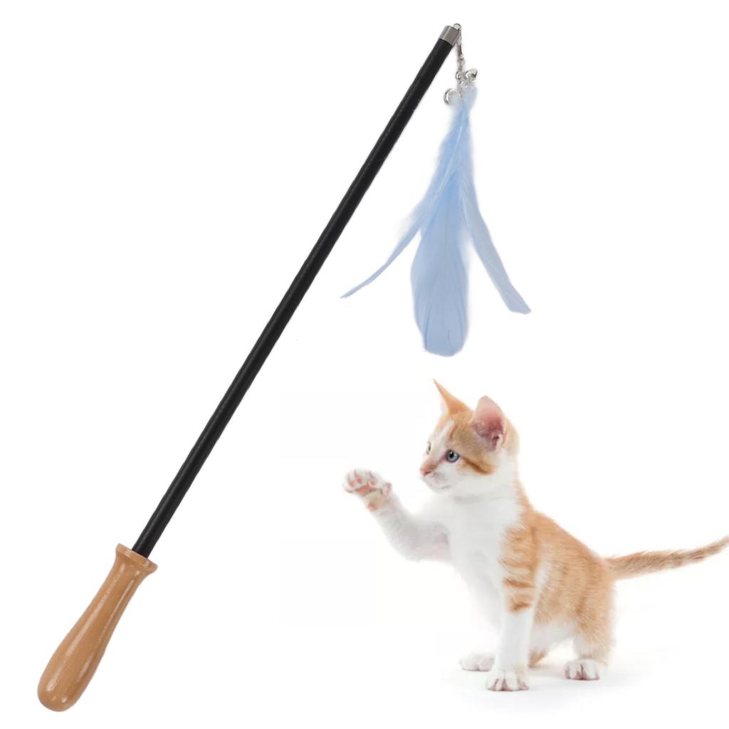 Cat Teaser Wand Retractable Interactive Cat Feather Toy With Bell For Cat Kitten