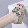 "European & American Rhinestone Wedge Flip Flops - Women's Fashion Platform Sandals"