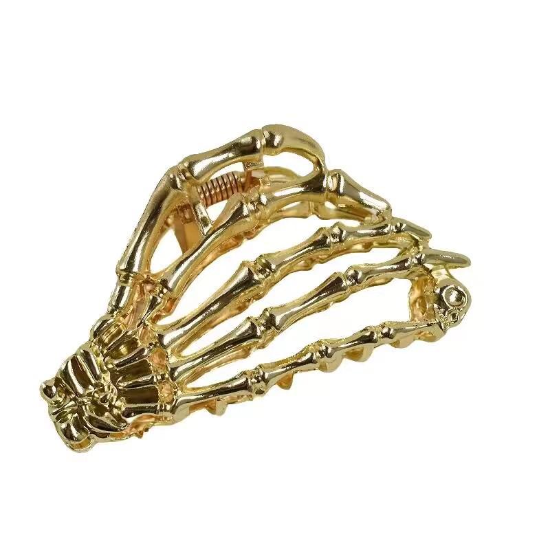 Halloween Skull Spider Web Metal Hair Claw – Gothic Hollow Hair Clip for Women