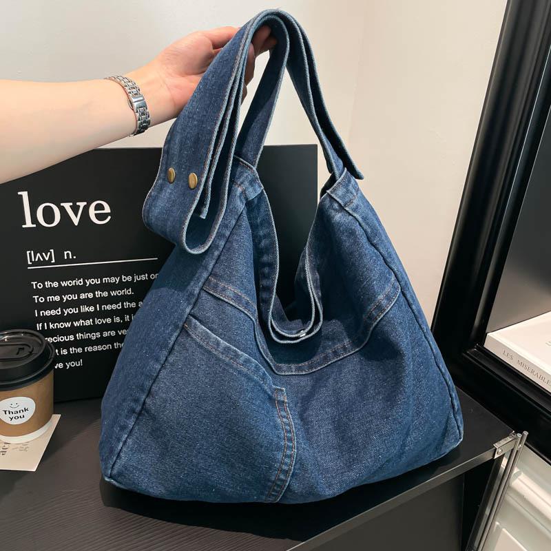 Washable Denim Large Capacity Crossbody Bag for Students, School Bag, Women's Bag, Simple Shoulder Bag
