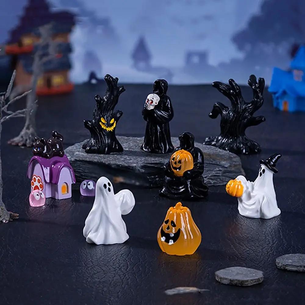 Multicolor Halloween Miniature Figurine Resin Pumpkin Cartoon Scary Rabbit Statue Fairy Garden Party Ornaments