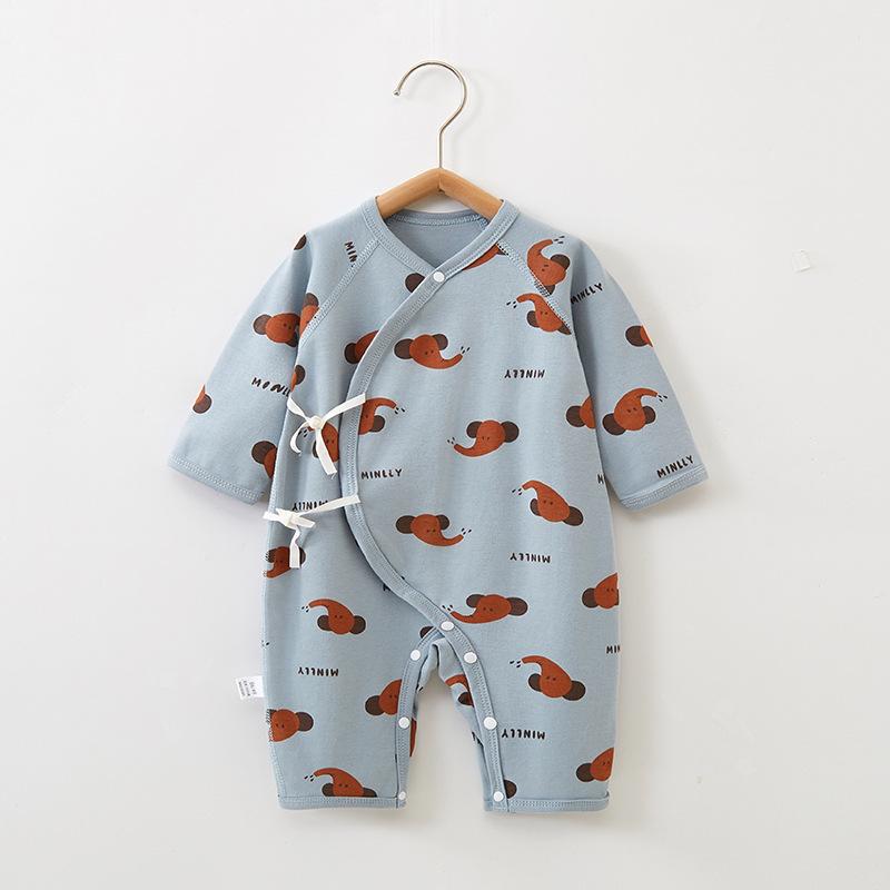 Pure Cotton Long Sleeve Baby Romper with Double Layer Belly Protection - Spring/Autumn Butterfly Harem Suit for Newborns