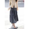 Korean Style Retro Plaid Midi Skirt