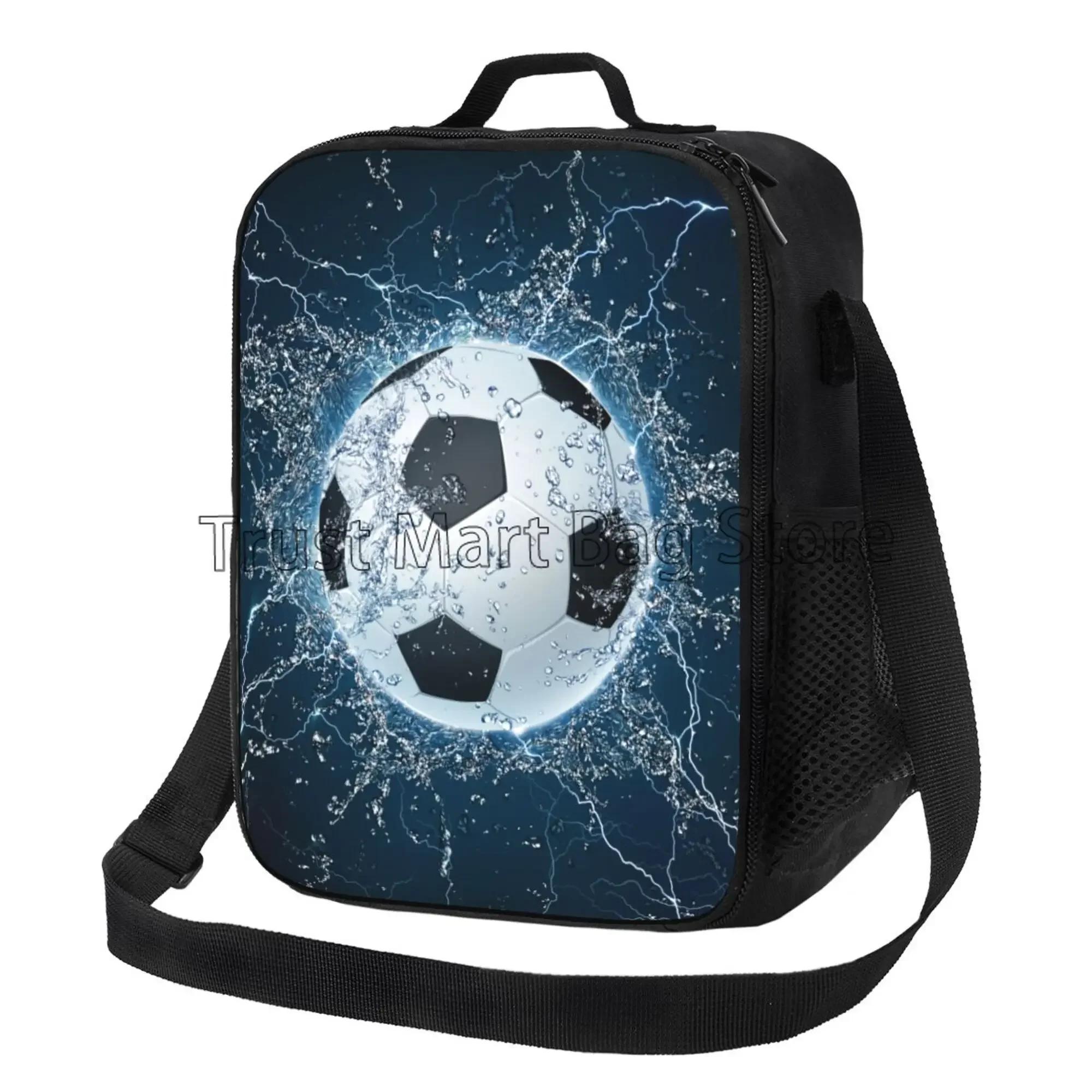 

Футбольный мяч термосумка для обеда для женщин и мужчин футбольный многоразовый ланч-бокс для офиса работа школа пикник пляж сумки-холодильники 26.5x20x11.5CM синий