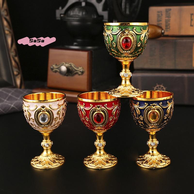 1 Stück Vintage Geprägter Metallkelch Becher Wein Champagner Likör Tasse für Heimdekor Bars Restaurants