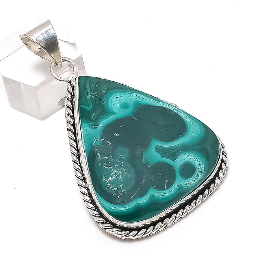 

Malachite Gemstone 925 Sterling Silver Jewelry Pendant 2.29
