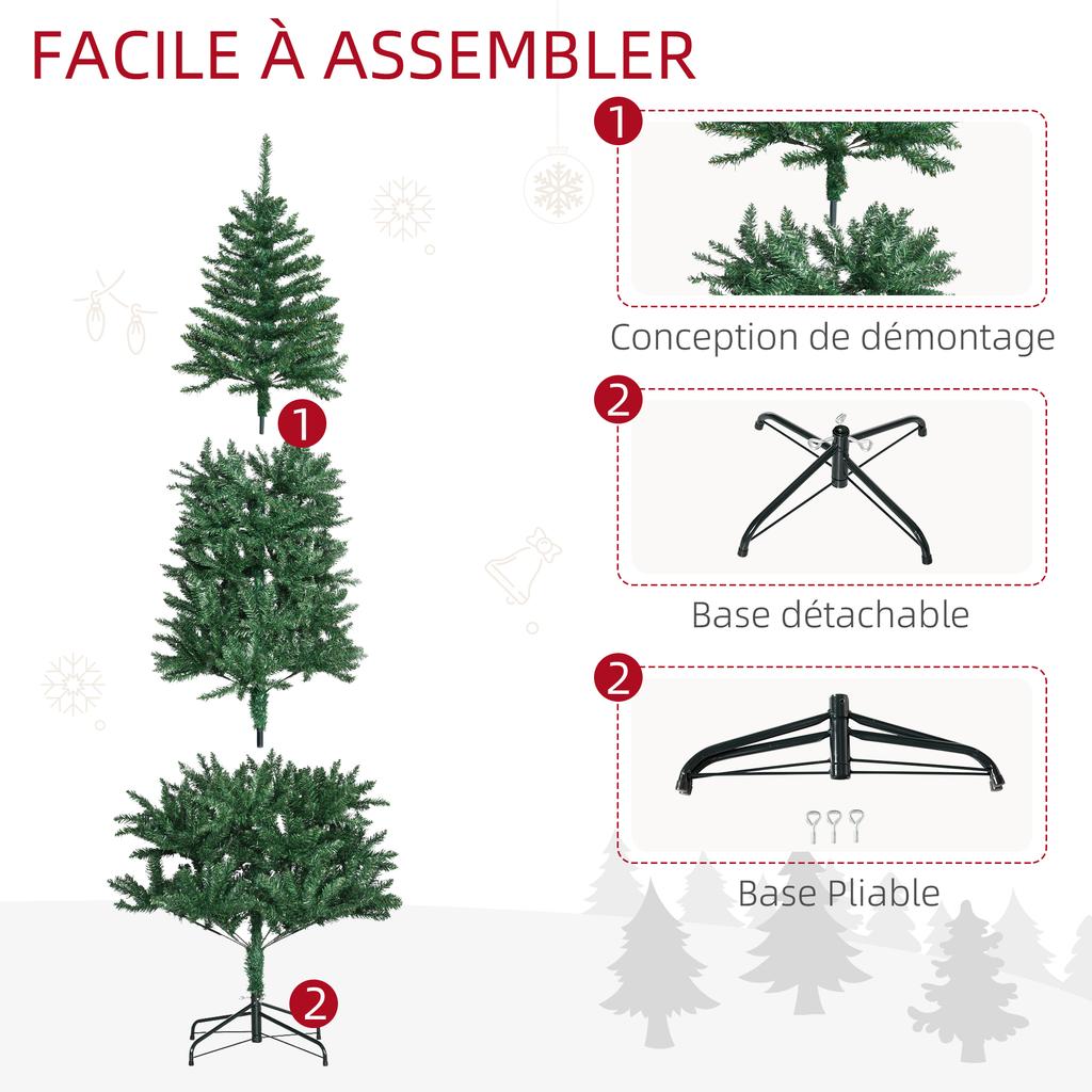 Artificial Christmas Tree 210cm H 865 Branches, Needles, Imitation Nordmann Fir, Highly Realistic, Green