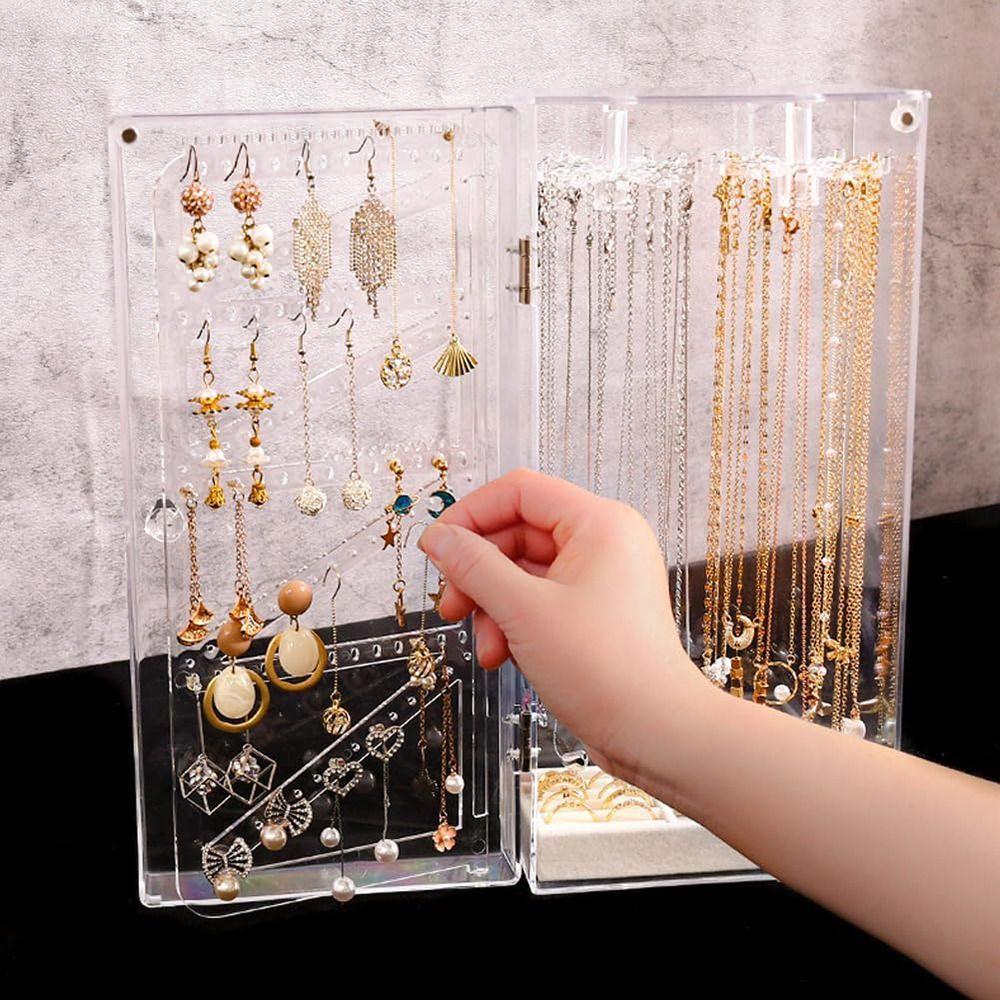 Acryl Halsketten-Aussteller Ohrring-Organizer-Boxen Großer Kapazitäts-Lagerregal 360° drehbar Rotierende Aufbewahrungsbox