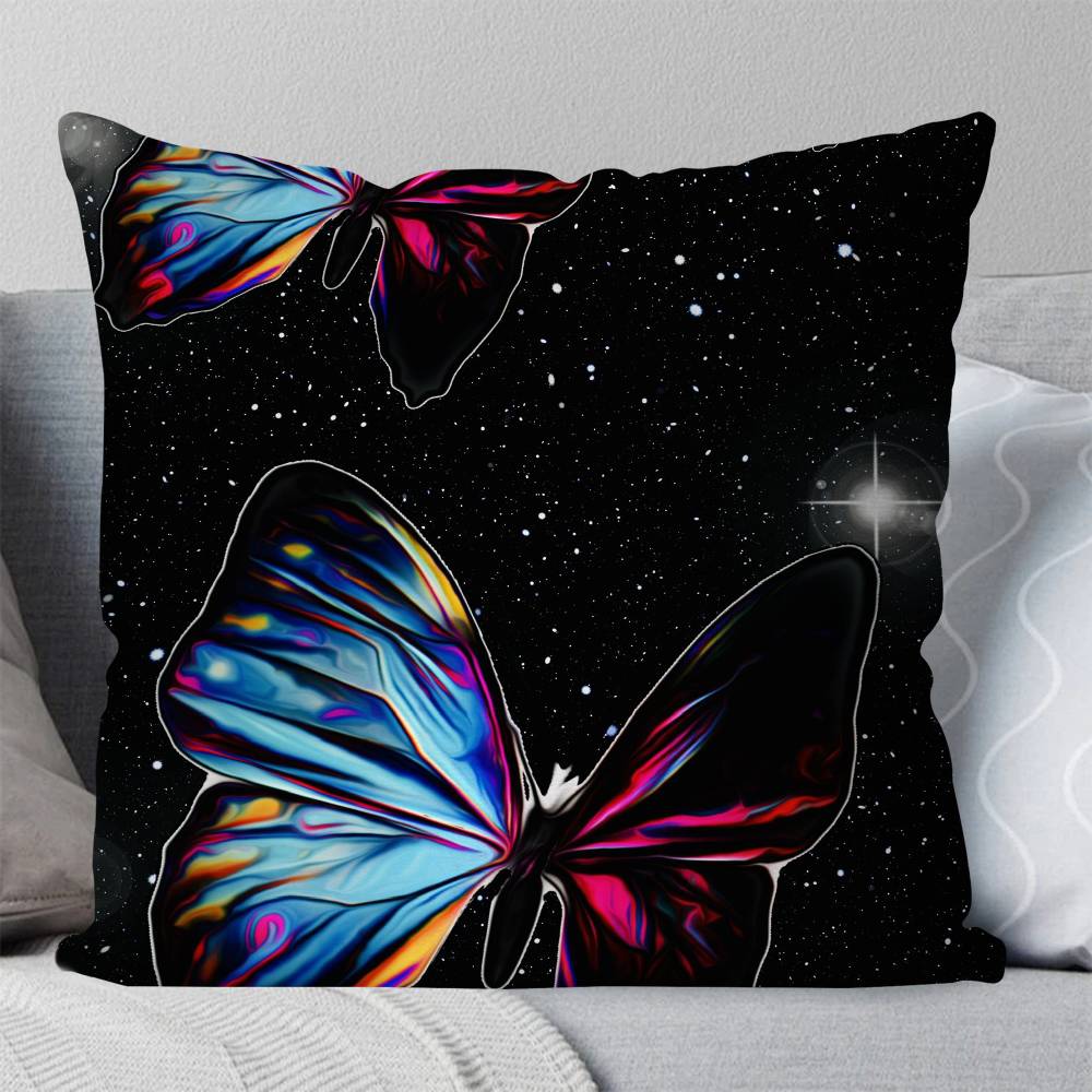Magical Colorful Butterfly Pillow Case Fashion Square Pillowcase Bedroom Sofa Room Ins Decoration Leisure