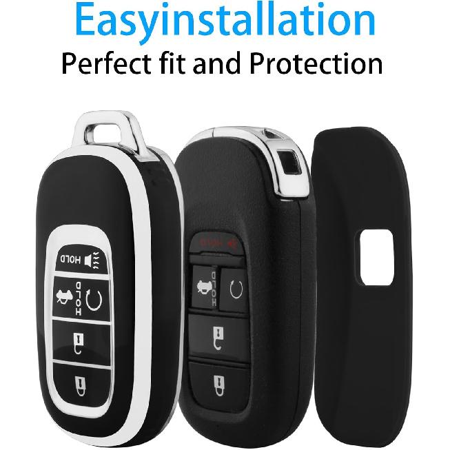 for Honda Key Fob Cover with Keychain, Soft TPU Protection Key Fob Cover Case Shell Compatible with   2024 Honda Accord Civic HR-V CR-V Pilot Smart
