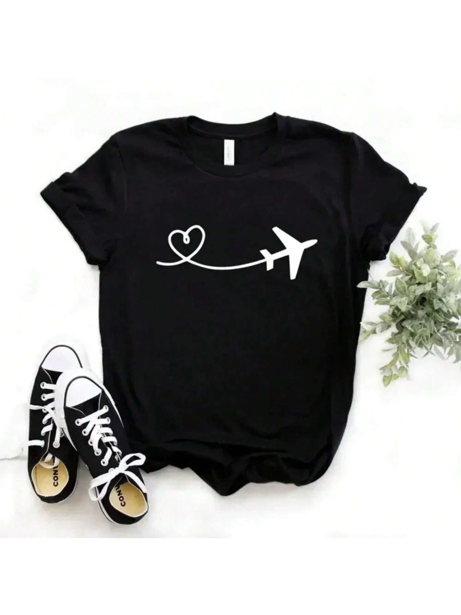 Airplane Traveler Wanderlust Print Women Tshirt Casual Funny T Shirt Gift Lady Yong Girl Top Tee S разноцветный