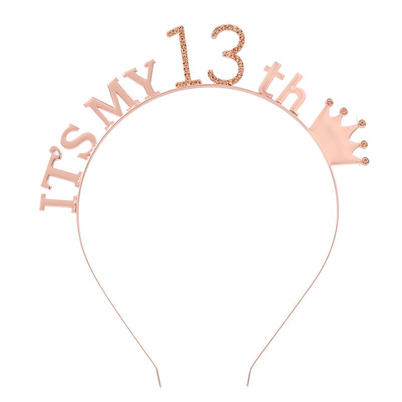 Birthday Party Girl Crown Headband for Milestone Ages 16, 18, 21, 30, 50