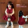 Girls Winter Princess Dress Toddler Red New Fleece Lined Sleeveless Party Gown Kids Formal Occasion