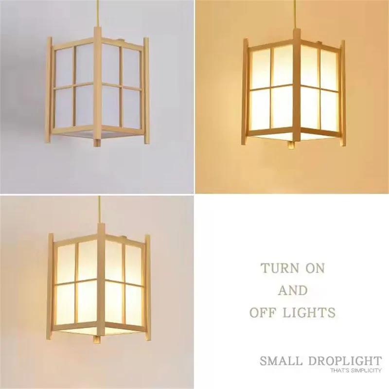 Solid Wooden Pendant Light For Livingroom Dining Room Kitchen Homestay Japan Style Suspension Hanging Lamp Art Decoration E27