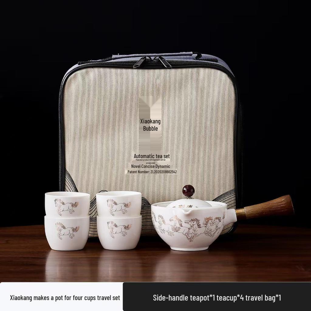 Portable Travel Kung Fu Tea Set: 1 Pot & 4 Cups in Gift Box, Custom Logo Option