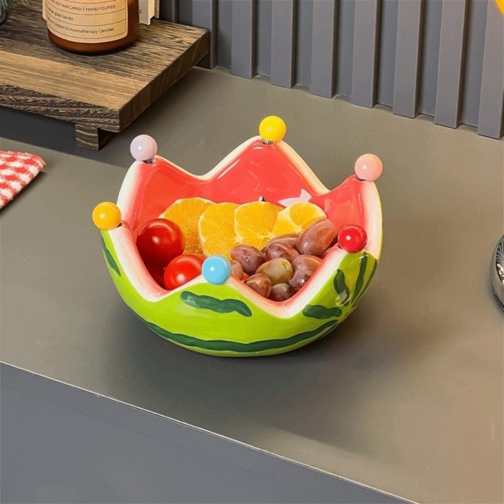 with Food Forks Salad Bowl Large Capacity Dessert Storage Plate Ceramic Fruit Plate  Dinnerware