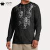 Herr Långärmad T-shirt Skalle Tryck Herrkläder Mode T-shirt Herr T-shirts för Män Rund Hals Skalle Grafisk T-shirts Toppar