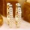 Luxury Gold Color Hollow Geometric Paved Zircon Hoop Earrings for Women Daily Wear and Party