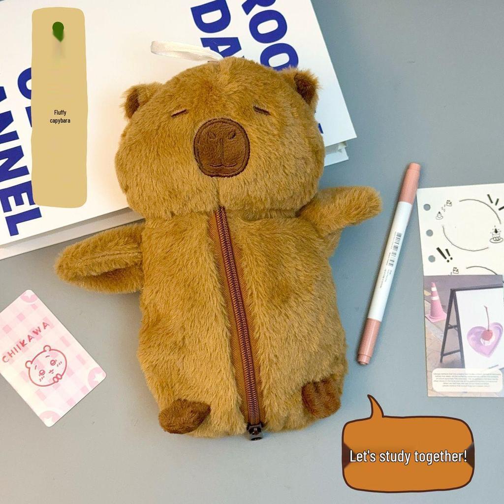 Capybara Plush Pencil Case - Large Capacity, Cute Stationery Box for Children